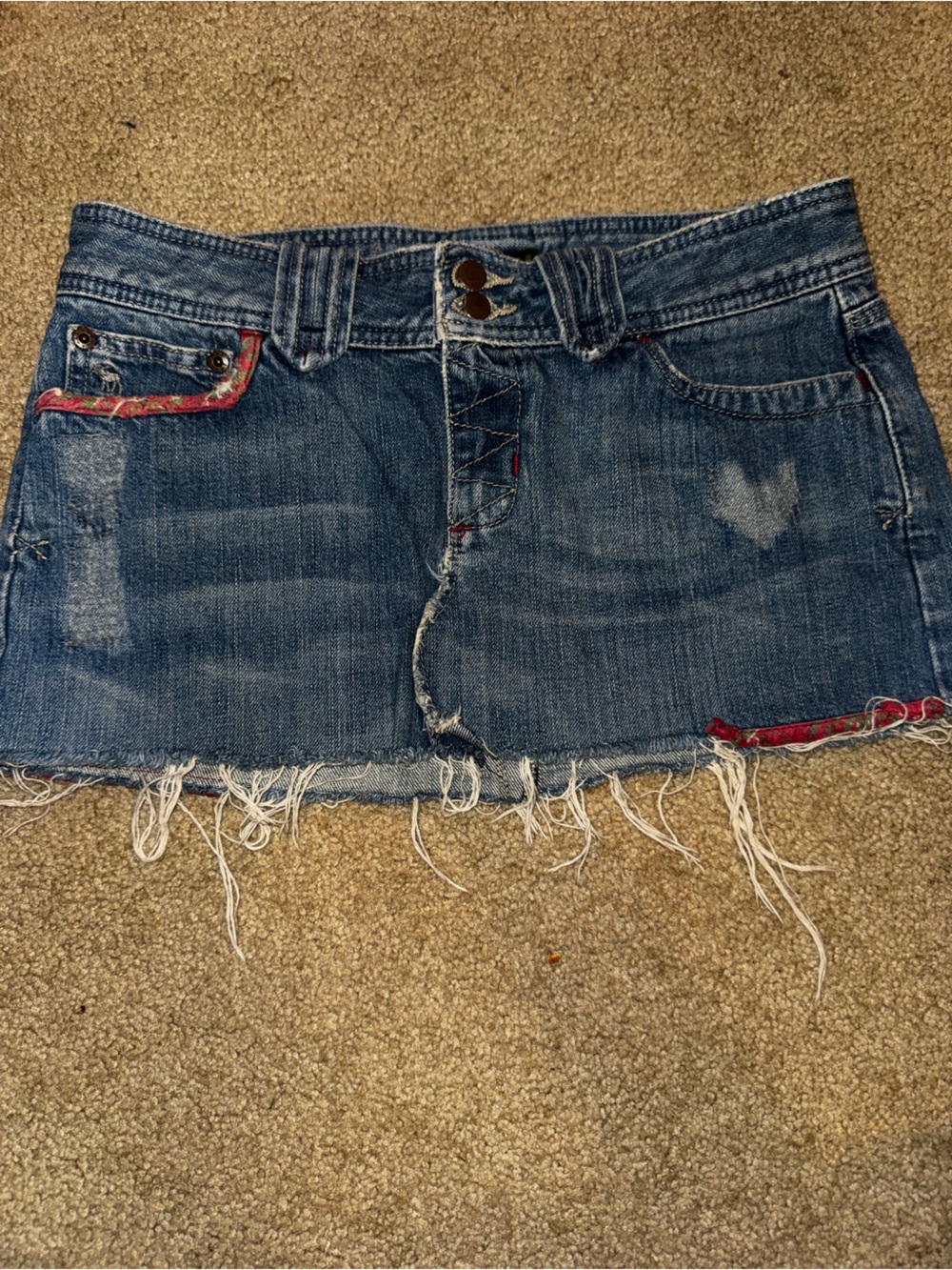 Vintage Y2K Abercrombie Fitch Denim Micro Mini Skirt Floral Sz 2